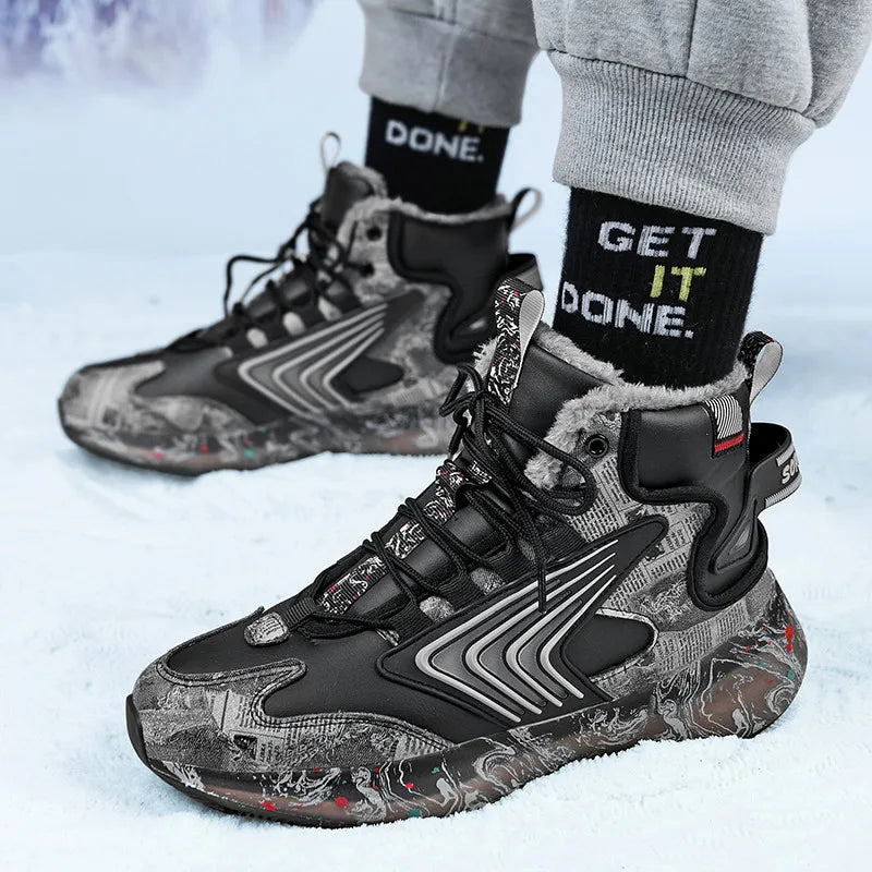 Men’s Winter High-Top Plush Sneakers