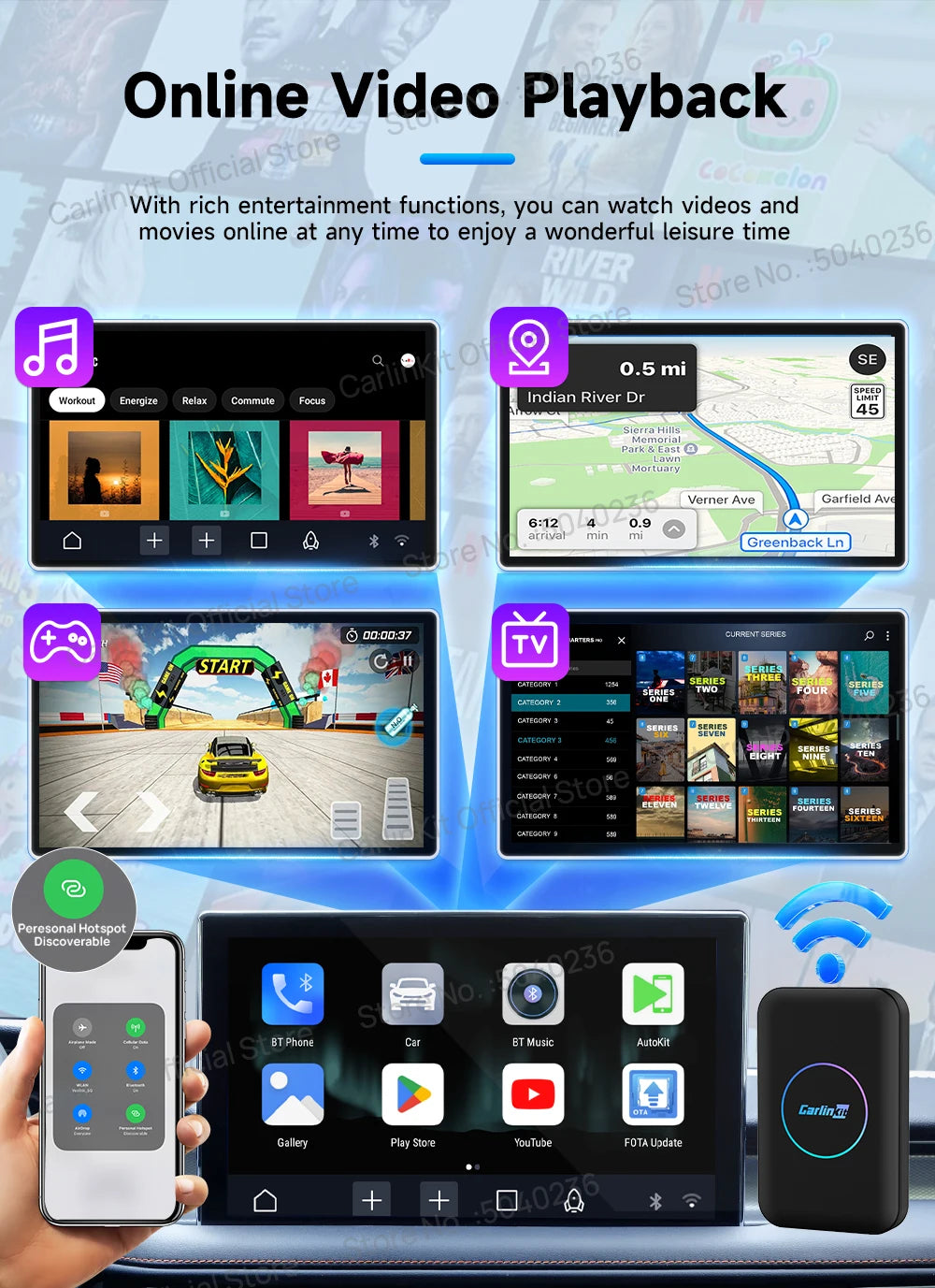 Carlinkit 5-in-1 Wireless CarPlay & Android Auto AI Box