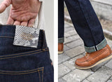 SAUCE ZHAN Mens Jeans Rainbow Sanforized Selvedge Denim Jeans Man Python Skin Labels Regular Fit 14 Oz