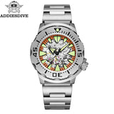 ADDIESDIVE luxury men's skeleton automatic watch sapphire glass BGW9 luminous diver's watch 200m men analog mechanical watches
