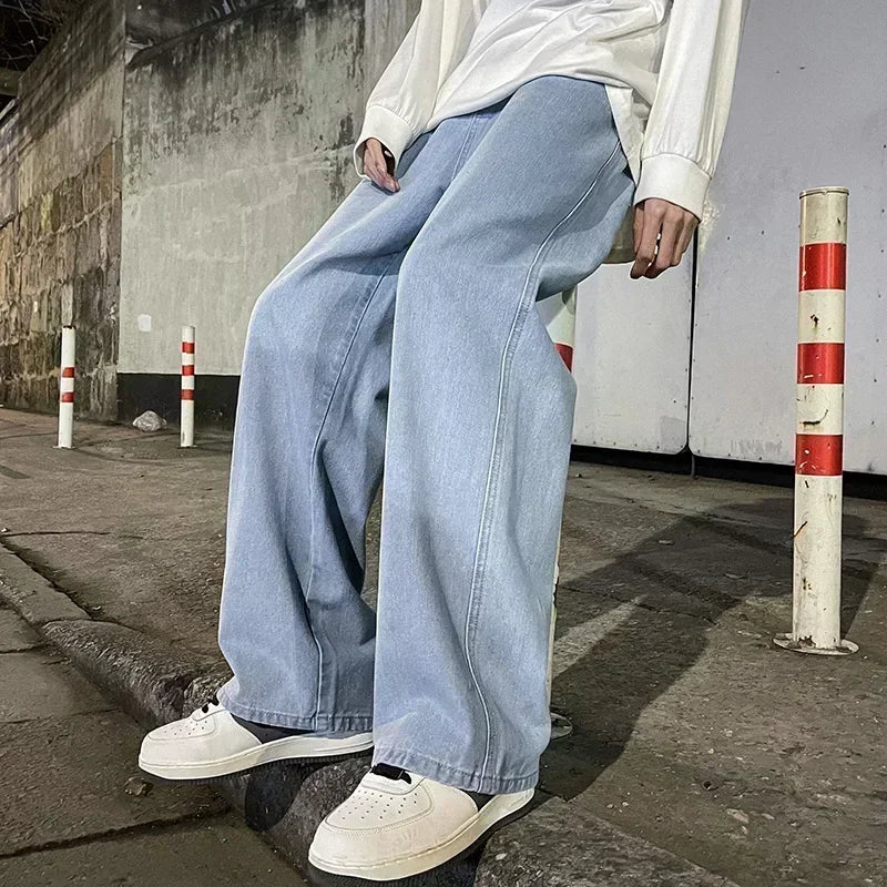 Men's Korean Wide-Leg Jeans – Relaxed Streetwear Fit