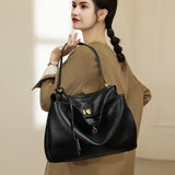 2026 large Genuine leather shoulder bag armpit top layer cowhide large capacity women's commuting high-end tote bag