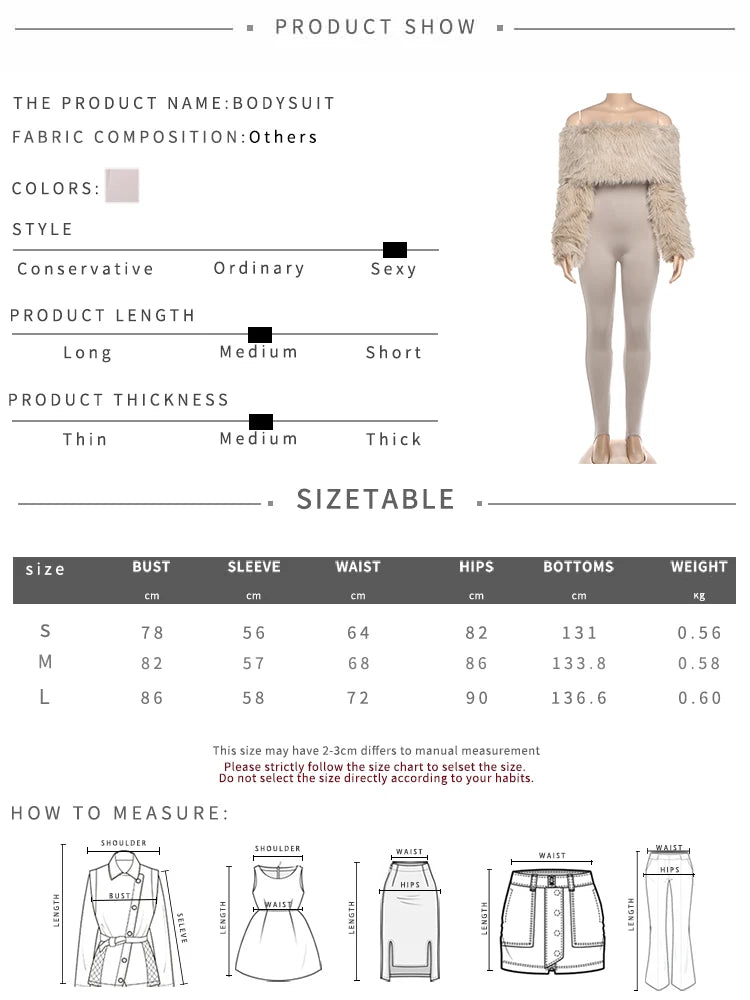 Women's Furry Patchwork Slash Neck Streetwear Jumpsuit