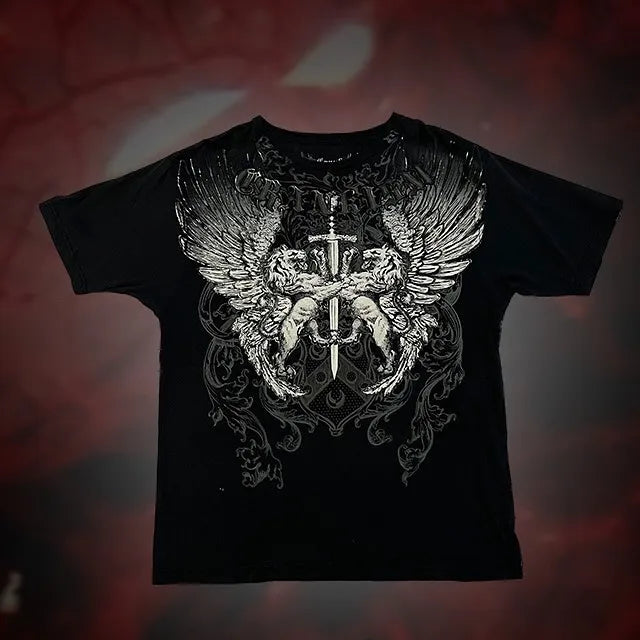 Men's Affliction Style Y2K Graphic Tee – Double-Sided Print