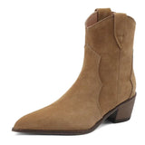 MORAZORA Size 34-44 Cow Suede Leather Western Boots Women Autumn Winter Cowboy Boots Handmade Ankle Boots For Women Shoes