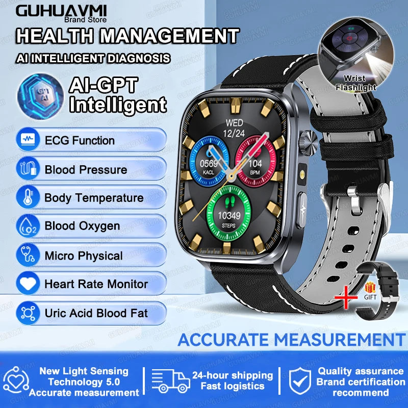 ECG+PPG Health Smartwatch – AI Body Analysis & BT Calling