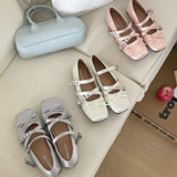 Butterfly Knot Ballet Flats – Elegant Square Toe Women's Flat Shoes