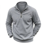 Mens Zip Up Jumper Mock Neck Warm Fleece Daily Knit Top Plain Tone Long Sleeve Pullover Outer Garment Tees for Guys Street