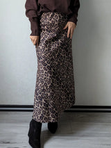 Leopard Print Suede Maxi Skirt – Women's Autumn Winter
