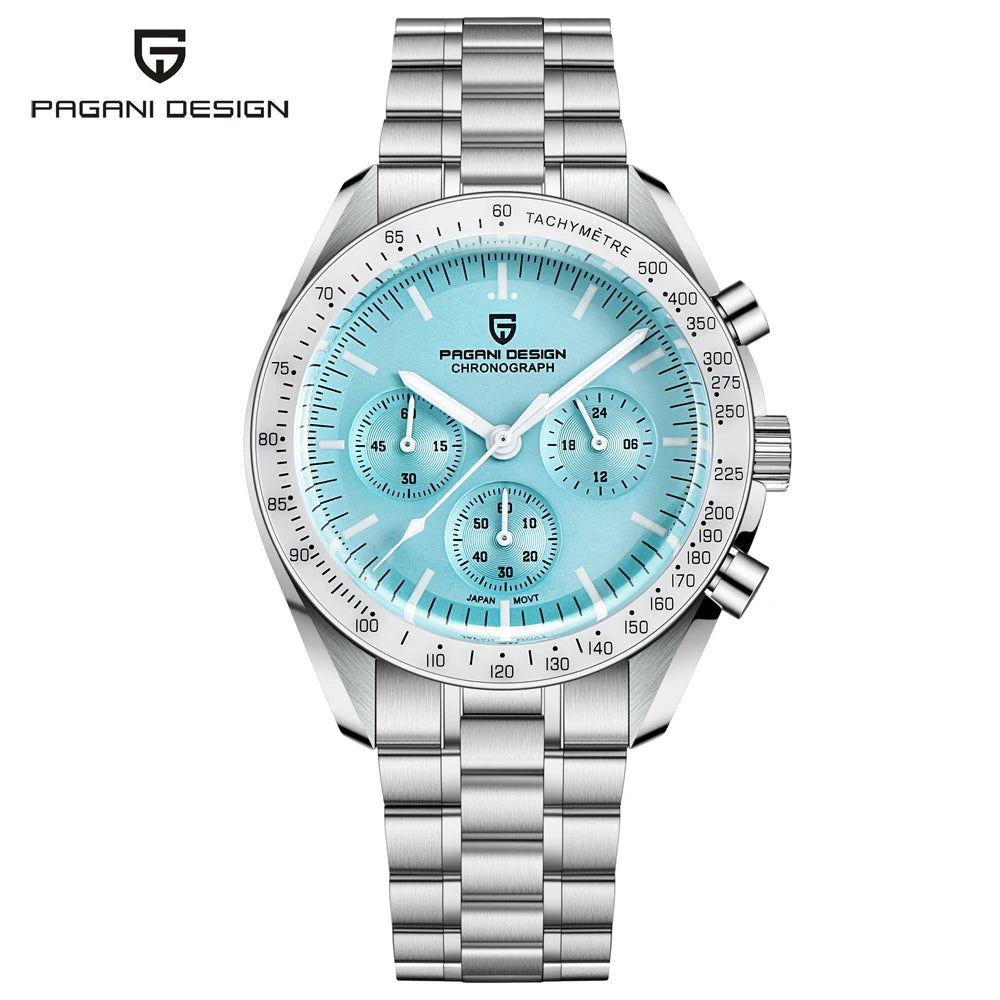 PAGANI DESIGN New Luxury Moon Quartz Watches For Men Stainless steel Luminous waterproof Sports Chronograph Man 2026 Retro Watch