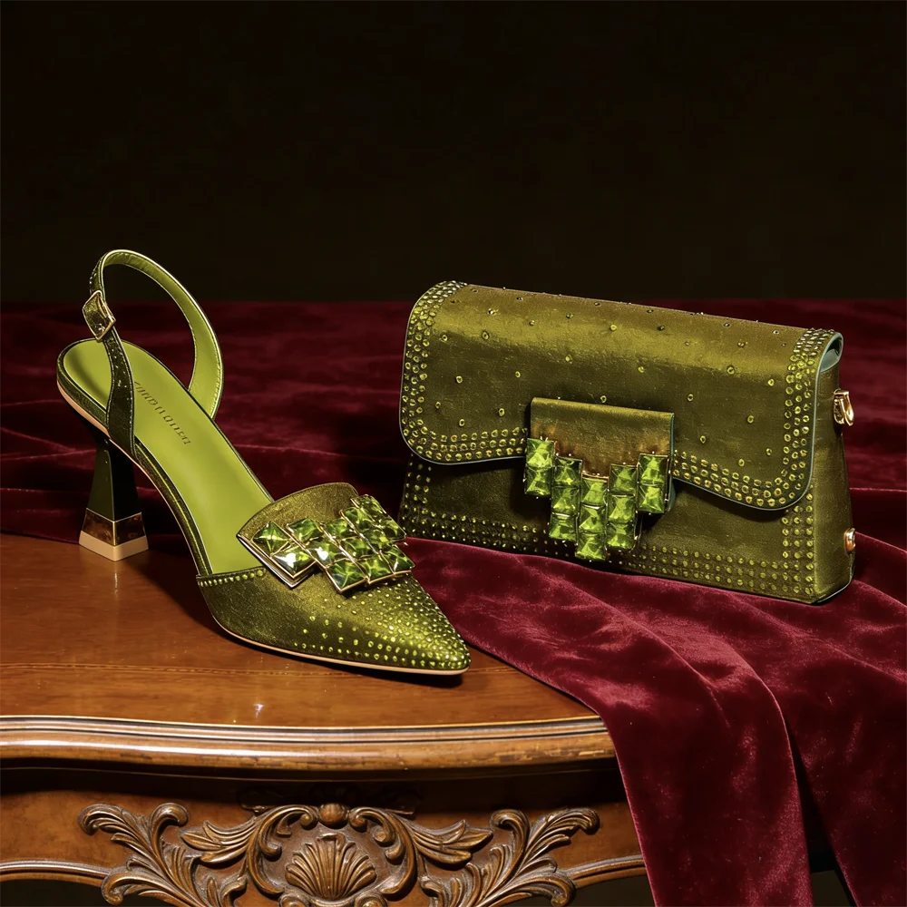 Rhinestone Pointed-Toe Heels & Bag Set | Party & Wedding