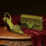 Rhinestone Pointed-Toe Heels & Bag Set | Party & Wedding