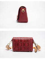 CH Crossbody Bag For Women Luxury Monogram Leather Handbag Fashion Wide Strap Shoulder Bag Elegant Lock Flap Bag For Daily Use