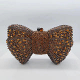 Elegant Rhinestone Bowtie Evening Bag Fashionable Luxurious Banquet Crystal Clutch Personalized Handbag Unique Diamond Party Bag