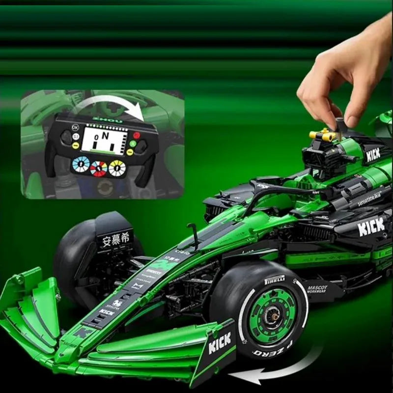Technicial 1:8 KICK SAUBER F 1 C44 Racing Car Building Blocks Sport Speed Vehicle Brick Model Kit Toy Adults Kid Gift 2553PCS