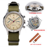 38mm 1963 Mens Watch Polit Chronograph Wristwatch ST1901 Mechanical Original Air Force 40mm Acylic Reloj Homber Tianjin Movement