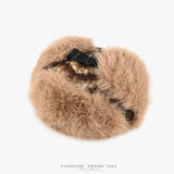 Winter Striped Knit Faux Fur Trapper Hat Women Thermal Fluffy Ushanka Earflap Cap Vintage Skiing Bomber Trooper Bonnet Pattern