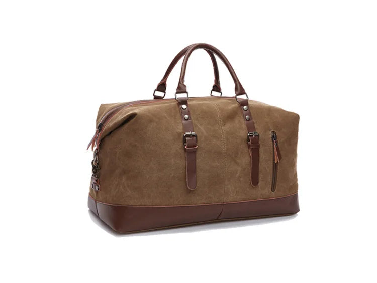 Original Canvas Leather Men Travel Bags Carry on Luggage Bags Men Duffel Bags Travel Tote Large Weekend Bag Overnight
