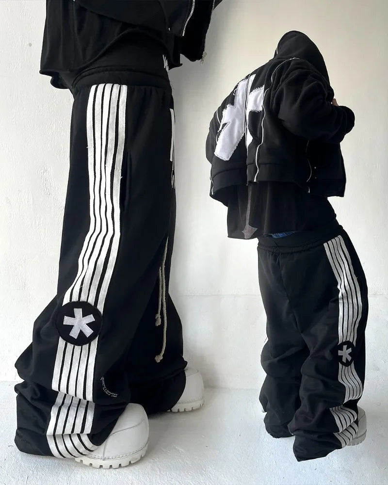Y2K Gothic Striped Embroidered Streetwear Pants