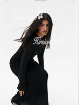 Elegant O-Neck Knit Maxi Dress