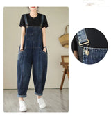 Vintage Patchwork Denim Cargo Overalls