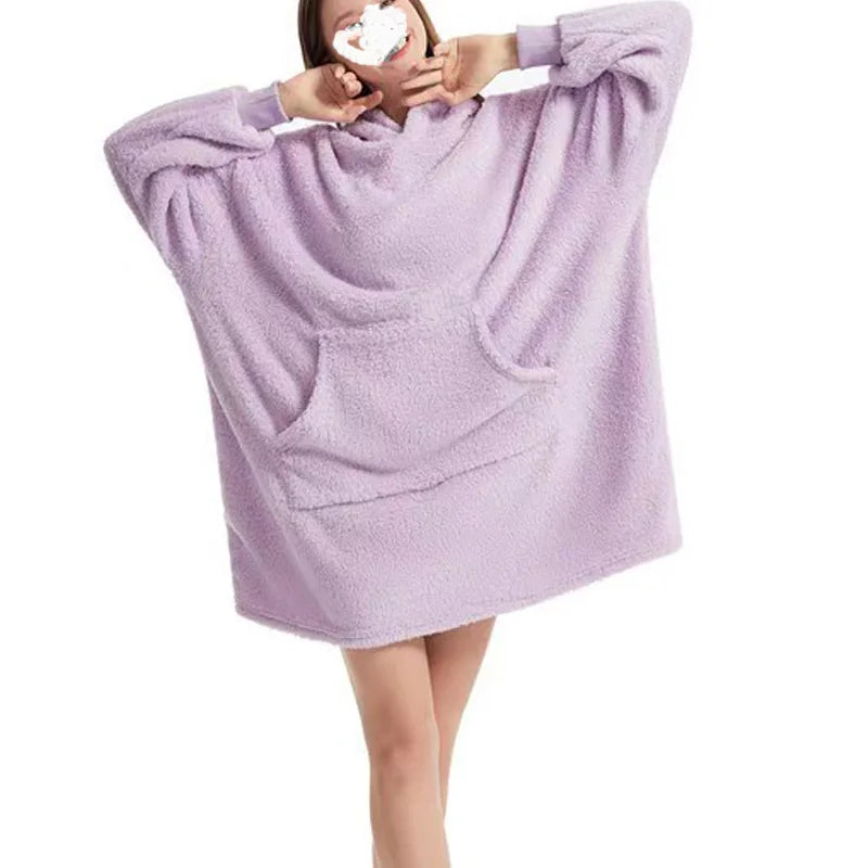 Oversized Fleece Hooded Blanket Sweatshirt