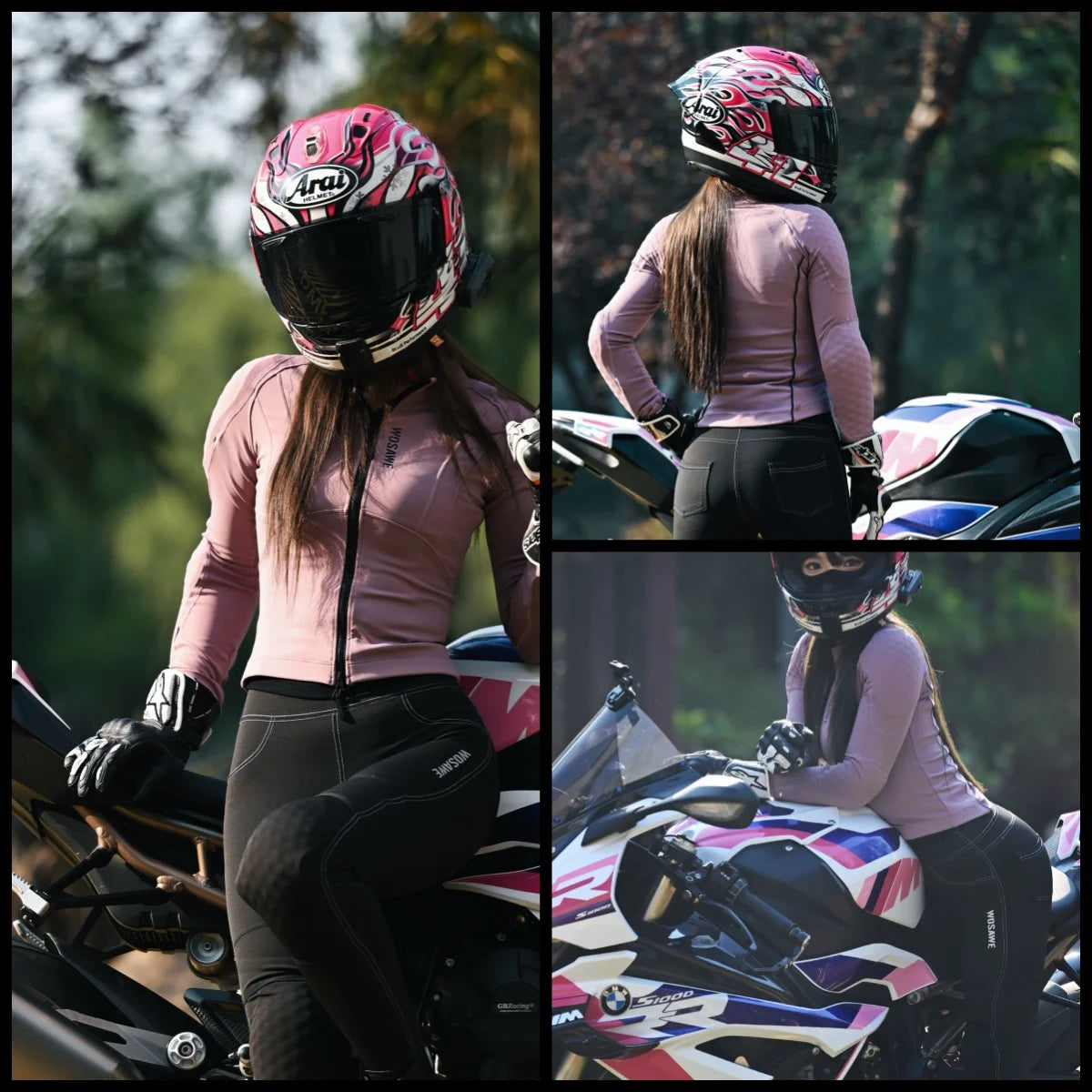 WOSAWE Women Motorcycle Jacket Summer Rider Shirt Back Support Pads Street Riding Jacket Moto Soft Gear Motorcyclist Clothing