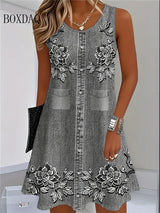 Women's Floral Sleeveless A-Line Mini Dress