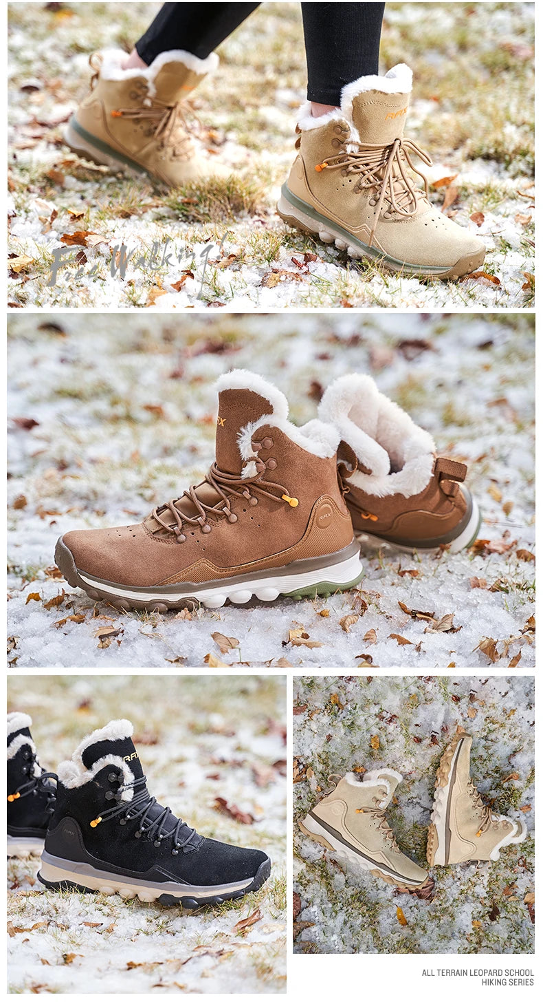 RAX Waterproof Hiking Shoes Men Winter Outdoor Sneakers for Men Snow Boots Plush Mountain Snowboots Outdoor Tourism Jogging Shoe