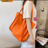 HOMEFISH High Quality Canvas Tote Bag, Women Simple Reusable Shopping Shoulder Handbag for Daily Casual Use