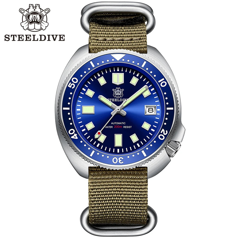 STEELDIVE Classic New Nylon Strap SD1970 200M Water Resistant Sapphire Glass AR Coating Mens Automatic Watch NH35 Dive Watch