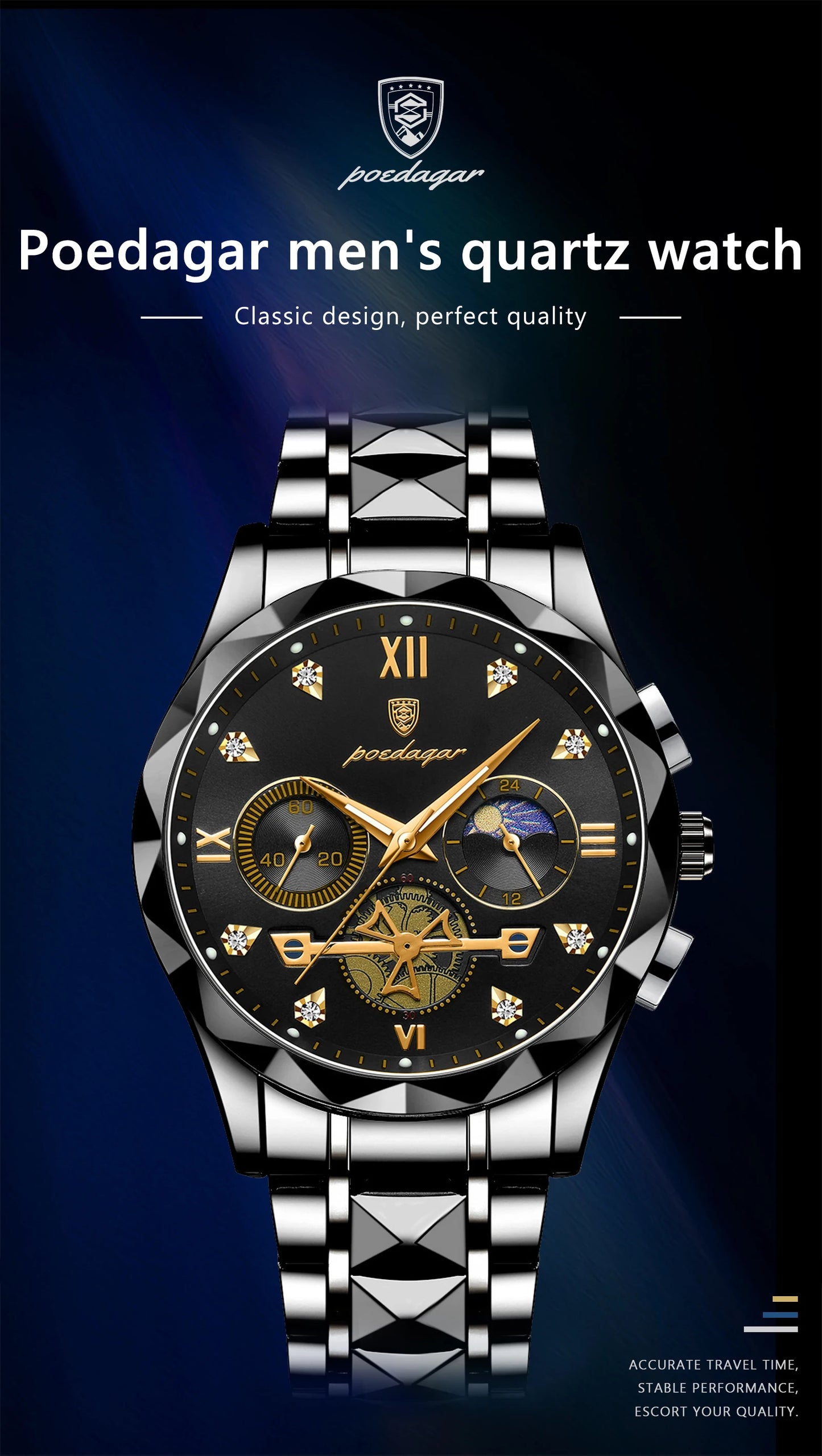 POEDAGAR 996 Men's Luxury Chronograph Watch