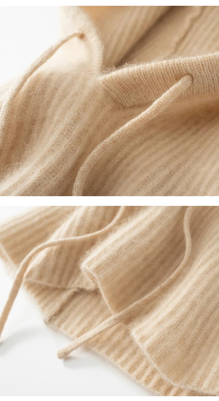 Women's Pure Cashmere Knit Beanie & Scarf Hat