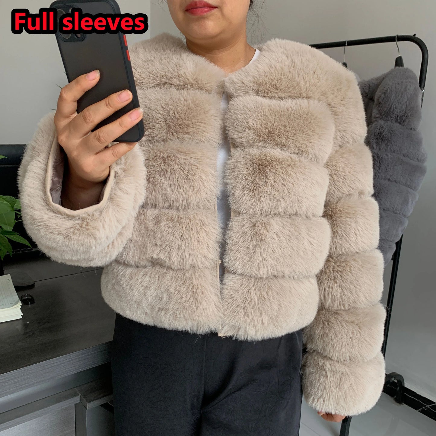 Elegant Winter Faux Fox Fur Crop Jacket