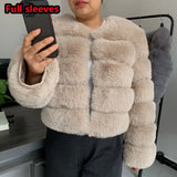 Elegant Winter Faux Fox Fur Crop Jacket