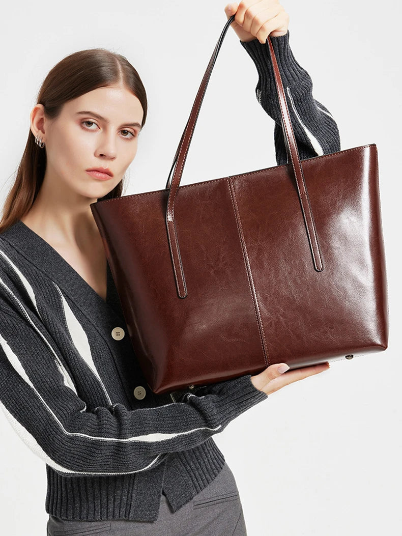 Burminsa Vintage Genuine Leather Tote Bag for Women