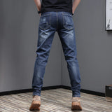 Embroidered Jeans Men's Autumn Winter New Korean Fashion Slim Little Feet Trousers Stretch Vintage Street Denim Trousers Male