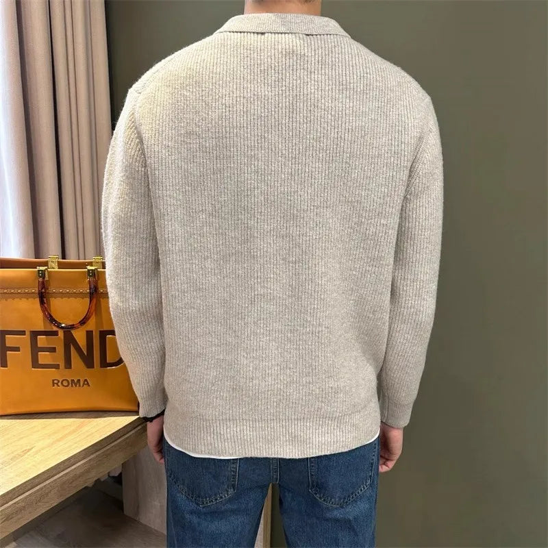 Men's Knit Polo Sweater – Long Sleeve Pullover
