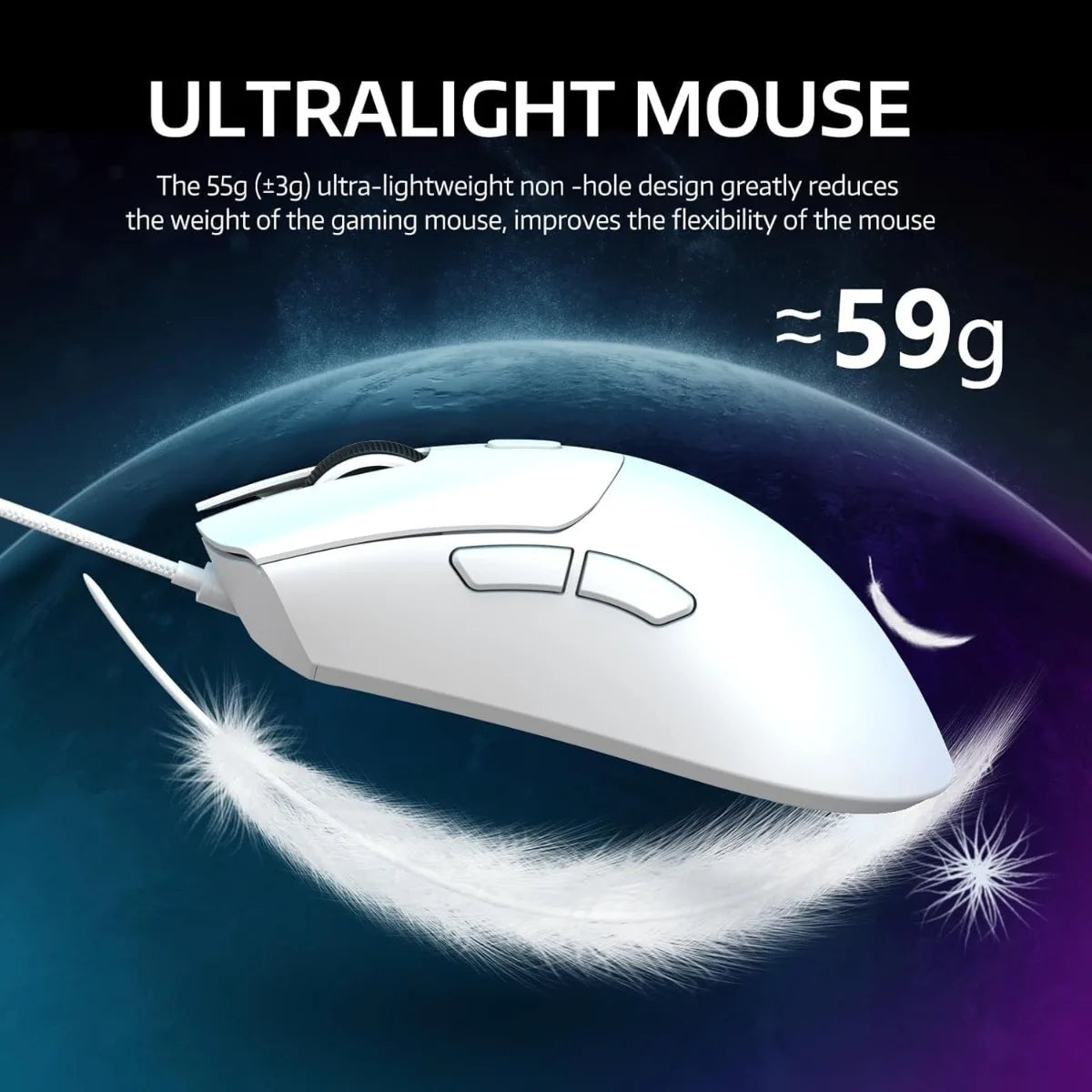 ATTACK SHARK R1 Wireless Gaming Mouse 55g Lightweight 18K DPI Optical Sensor Tri-Mode Connection for PC/Laptop/Win/Mac