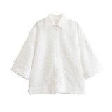 HH Women Tassel Sets White Turn-Down Collar Single-Breasted Shirts+High Waist Zipper A-Line Long Skirts Female Holiday Suit