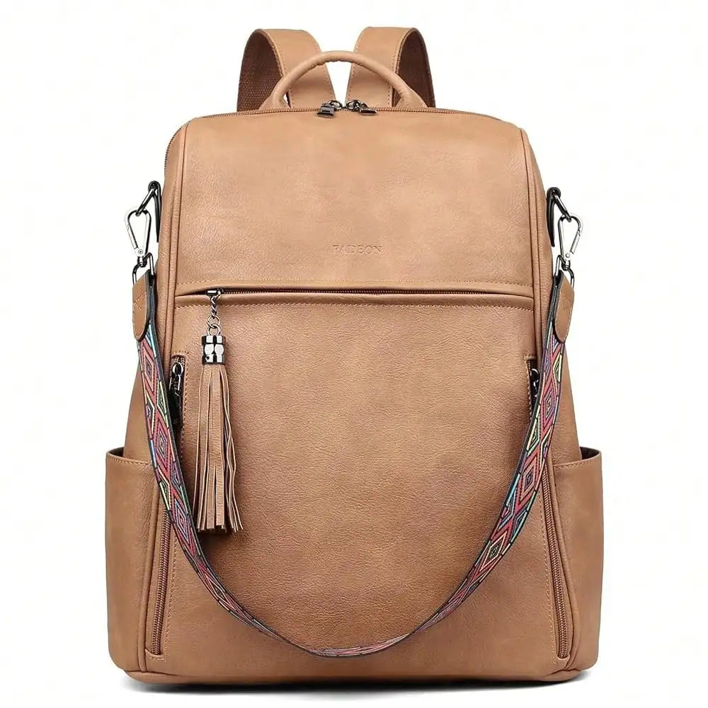 Women's Genuine Leather Laptop Backpack — 15.6" Retro Style