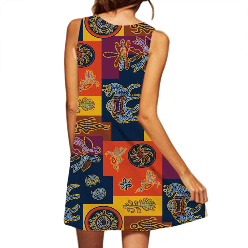 Boho V-Neck Geometric Sundress