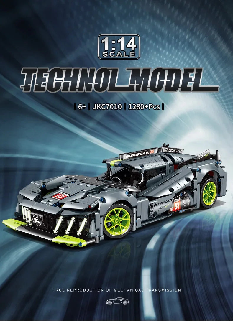 Technical 9X8 Hybrid Hypercar Sports Car Building Blocks Super Racing Vehicle Decor Model Bricks Toy Gifts Birthday Gifts Toy