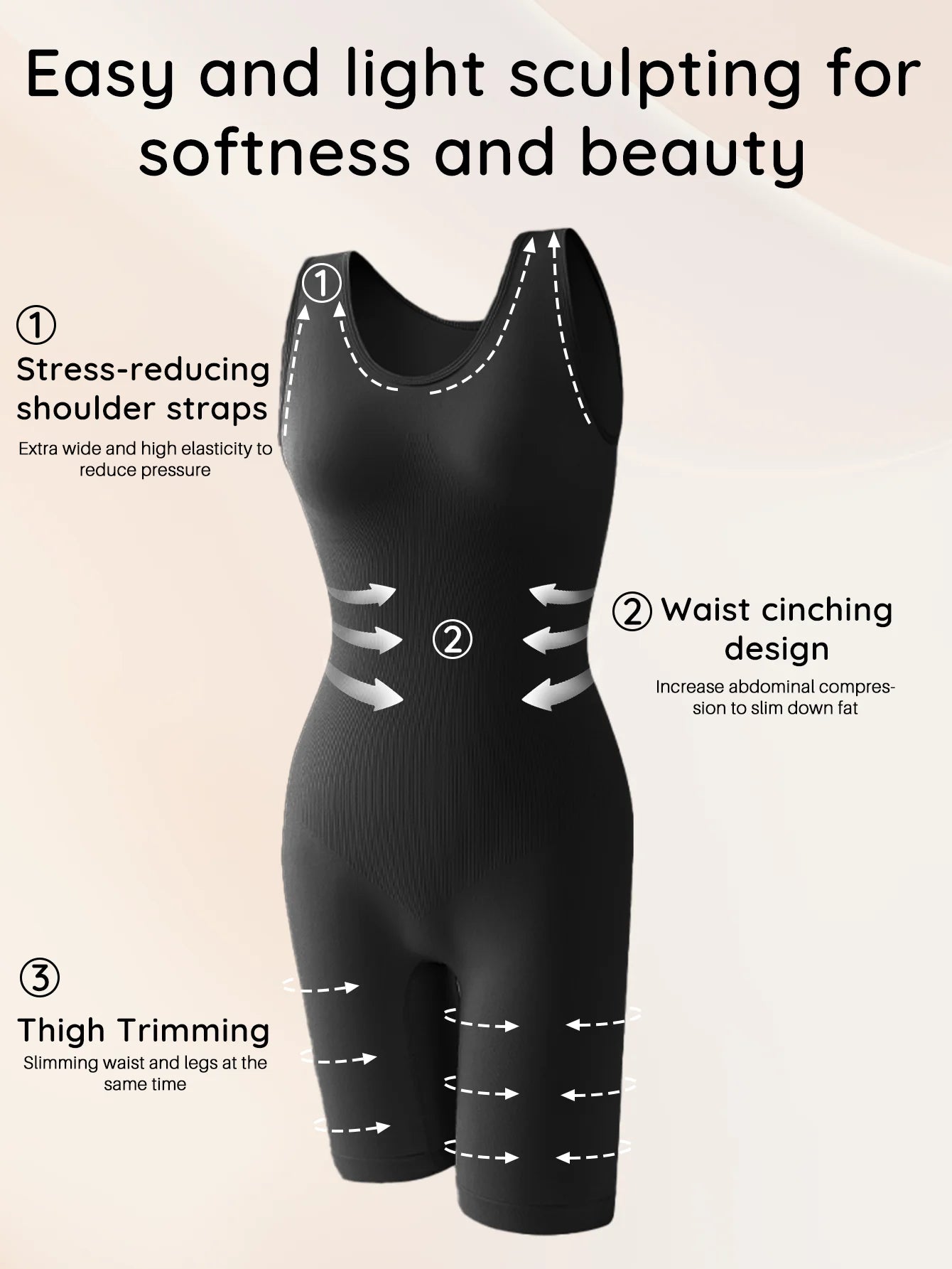 USA-Made Seamless Full Coverage Body Shaper – Firm Control Thigh Slimming Bodysuit