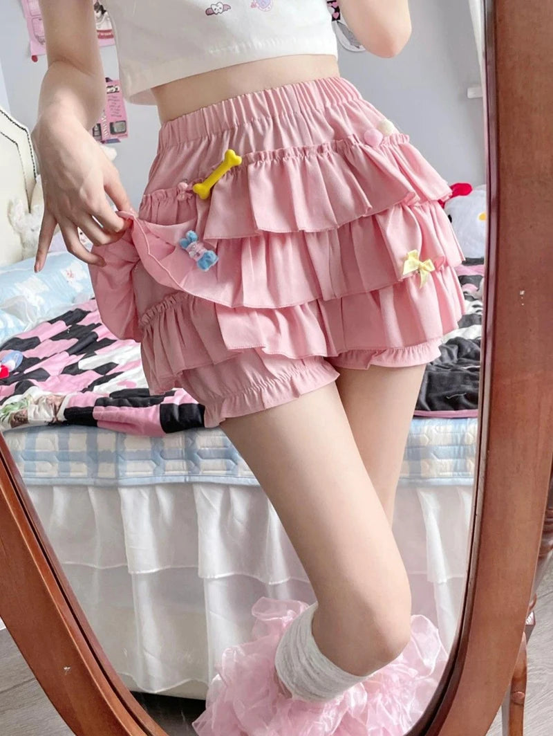 Bow & Ruffle High-Waist A-Line Mini Skirt