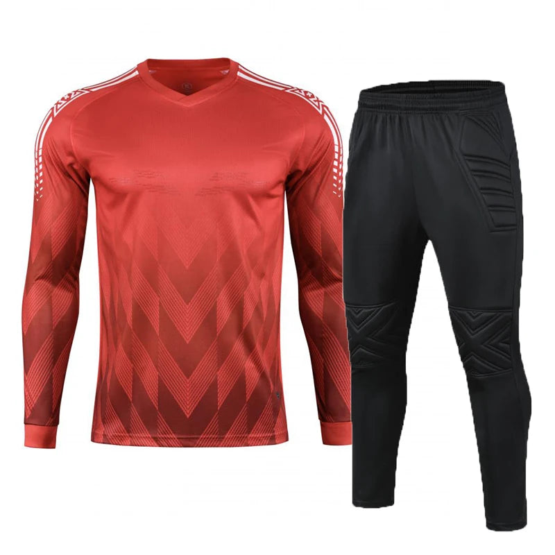 Custom Men Boys Girl Soccer Shirt Goalkeeper Uniform Long Sleeve Football Training Goalkeeper Top Soccer Jersey Pant Shorts Sets