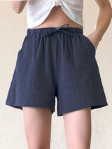 High-Waisted Linen-Style Bow Sash Shorts