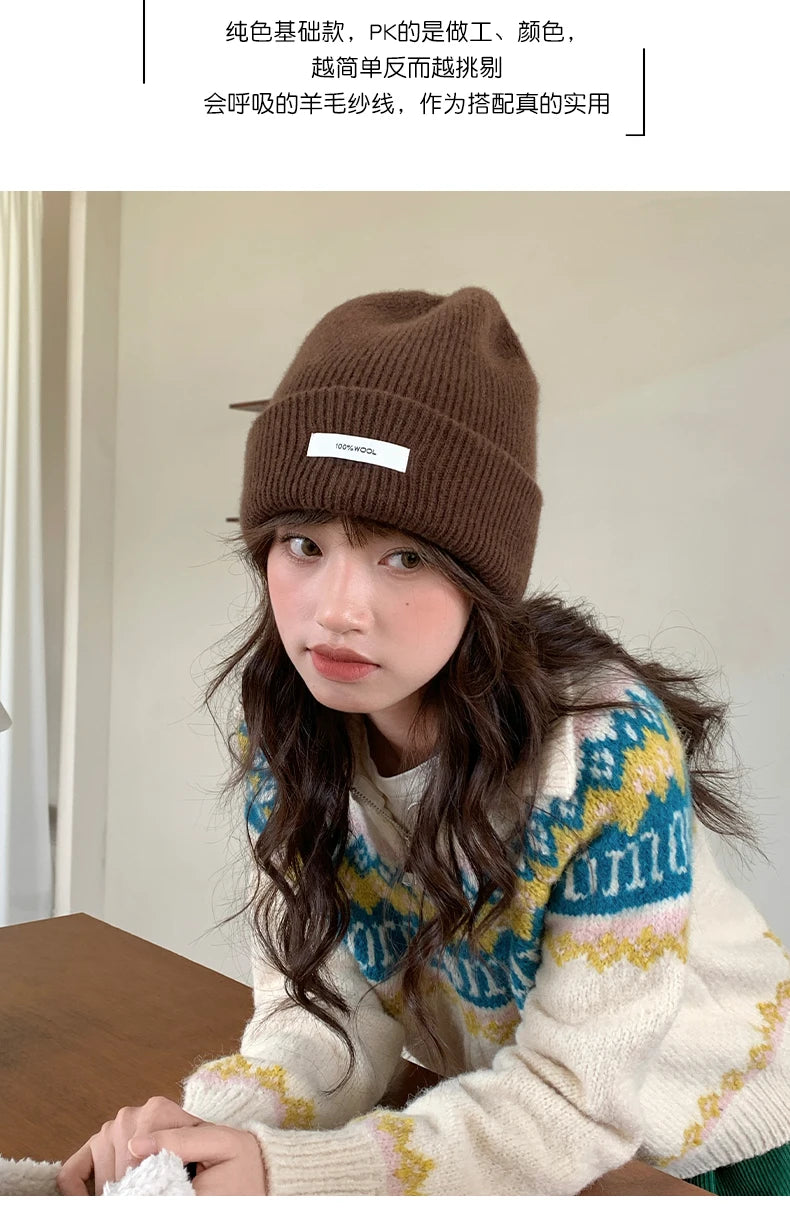 WinvyNee 100% Wool Knitted Beanie Hat – Women & Men