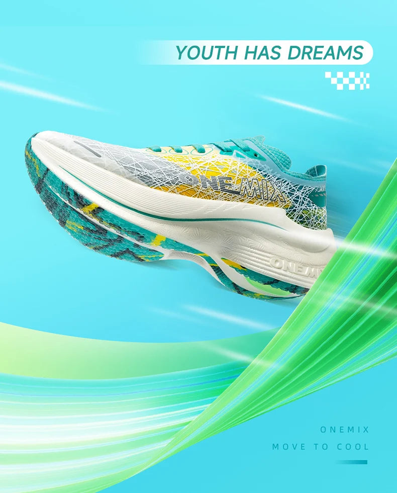 ONEMIX Marathon Carbon Plate Running Shoes Shock Absorption Ultra-light Sports Shoes Rebound Technology Outdoor Men Sneakers