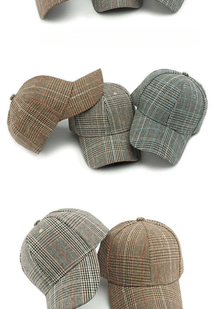 Unisex Checkered Baseball Cap with Adjustable Strap
